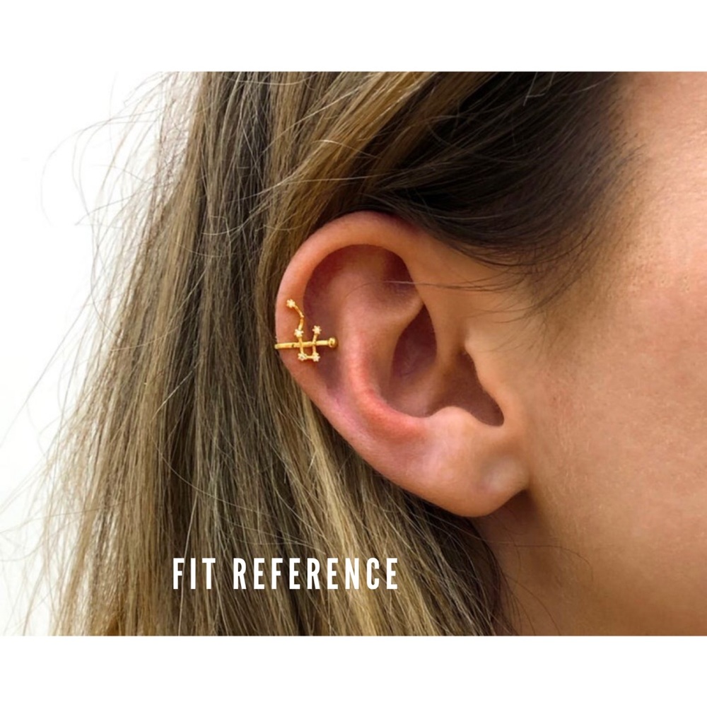 CAPRICORN 14k Gold Dipped Cuff + Stud Earring Set - Picture 7 of 7